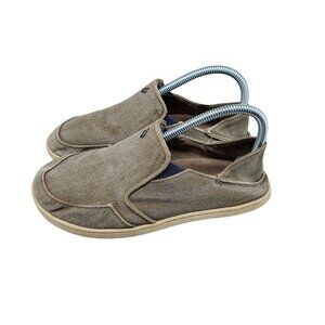 Olukai Shoes Boys Size 5 Brown Canvas Nohea Lole Slip On Sneakers *Read*